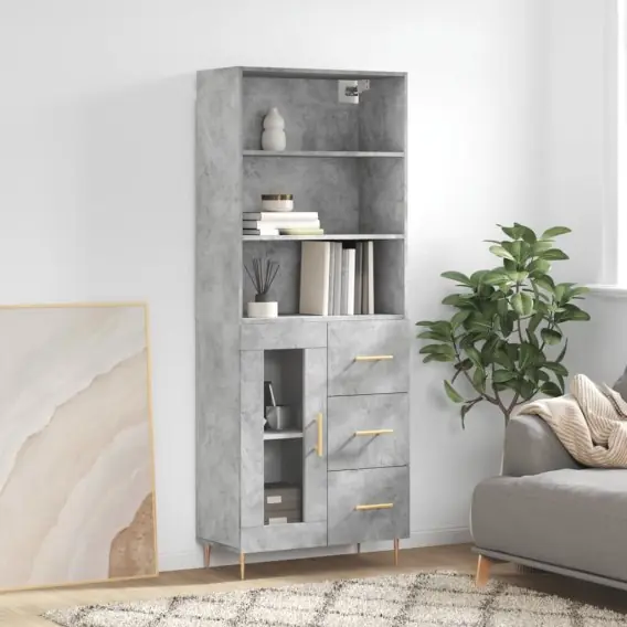 Witrynka, szarość betonu 69,5x34x180 cm materiał drewnopochodny Lumarko! - Hurtownia wielobranżowa Lumarko Hit cenowy